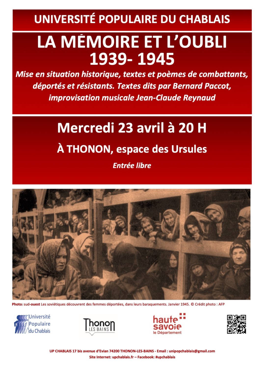 Université Populaire du Chablais - Mémoire et Oubli